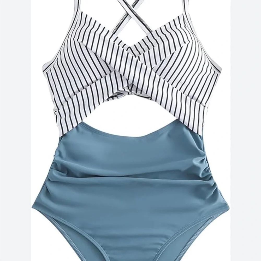 Musemaker Striped Cutout One-Piece Swimsuit Medium NWT Beach Vacation Pool